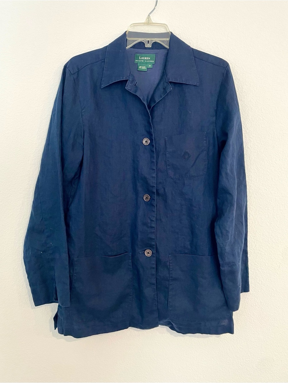 Lauren Ralph Lauren Linen Navy Button-Front Tunic Jacket